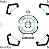 Разпределение ниво 0 (±0,00, 140 m² +4x20 m²)